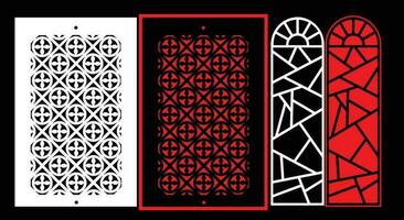 Decorative wall panels set Jali design CNC pattern, laser cutting pattern, router CNCcutting. vector