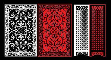 Decorative wall panels set Jali design CNC pattern, laser cutting pattern, router CNCcutting. vector