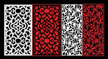 Decorative wall panels set Jali design CNC pattern, laser cutting pattern, router CNCcutting. vector