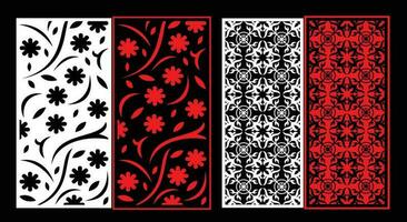 Decorative wall panels set Jali design CNC pattern, laser cutting pattern, router CNCcutting. vector