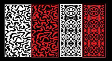 Decorative wall panels set Jali design CNC pattern, laser cutting pattern, router CNCcutting. vector