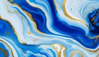 Marble abstract acrylic background. Blue marbling artwork texture. Agate ripple pattern photo