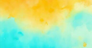 Orange Gold turquoise abstract watercolor. Colorful art background with space for design photo