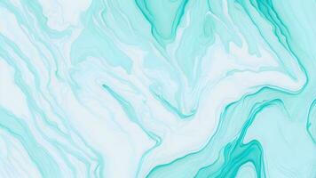 Pastel cyan mint liquid marble watercolor background with white lines and brush stains photo