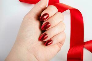 Beautiful red nail polish. photo