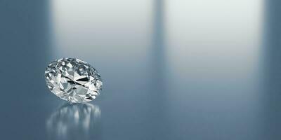 Diamond on reflected background and copy space, 3d illustration photo