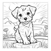 Cute Dog Puppy Coloring Pages photo