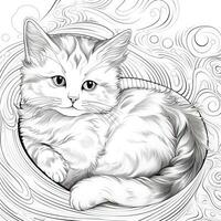 Cute Cats Coloring Pages For Kids photo