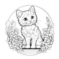 Cute Cats Coloring Pages For Kids photo