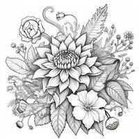 Cute Flowers Coloring Pages photo