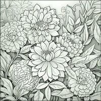 Cute Flowers Coloring Pages photo