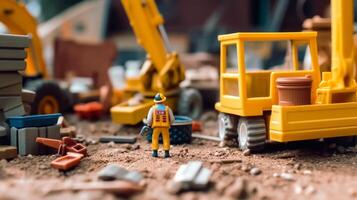 labor working in construction work, toy labor photo