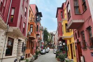 Turkey istanbul 11 may 2023, Historical colorful houses in KUZGUNCUK district photo