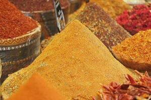 Traditional spices and dry fruits in local bazaar in turkey . photo