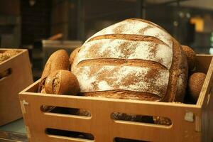 Fresco horneado panes a agricultores mercado estantería en Estanbul . foto