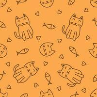 Cute cat abstract seamless pattern vector