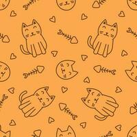 Cute cat abstract seamless pattern vector