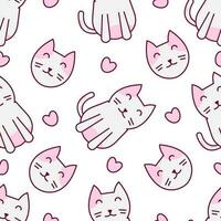 Cute cat abstract seamless pattern vector