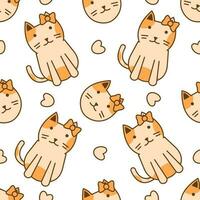 Cute cat abstract seamless pattern vector