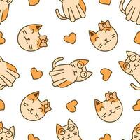 Cute cat abstract seamless pattern vector