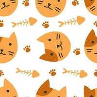 Cute cat abstract seamless pattern vector