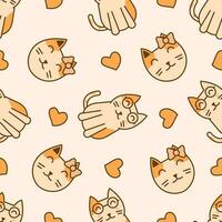 Cute cat abstract seamless pattern vector