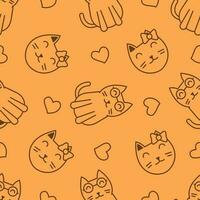 Cute cat abstract seamless pattern vector