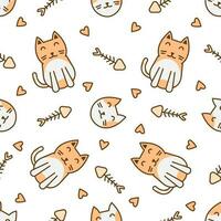 Cute cat abstract seamless pattern vector