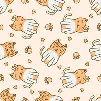 Cute cat abstract seamless pattern vector