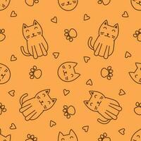 Cute cat abstract seamless pattern vector