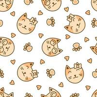 Cute cat abstract seamless pattern vector