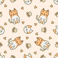 Cute cat abstract seamless pattern vector