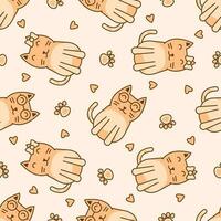Cute cat abstract seamless pattern vector