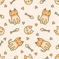 Cute cat abstract seamless pattern vector