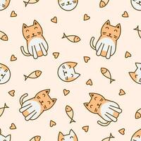 Cute cat abstract seamless pattern vector