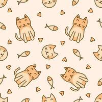 Cute cat abstract seamless pattern vector