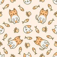 Cute cat abstract seamless pattern vector