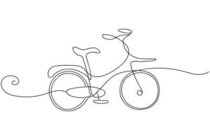 Continuous one line drawing vintage retro urban city bicycle, ecological sport transport. Relaxing bike for community. Healthy lifestyle by cycling. Single line draw design vector graphic illustration