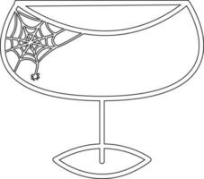 A glass with a cobweb and a spider for Halloween. vector