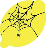 Lemon with cobweb and spider for decoration. vector