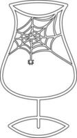 A glass with a cobweb and a spider for Halloween. vector