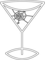 A glass with a cobweb and a spider for Halloween. vector