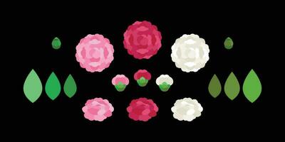 Camellia Flower geometric icon set vector