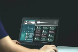 Smart AI technology system for human resource management. concept of effective person information, audit, assessment, and qualification system in organization. photo