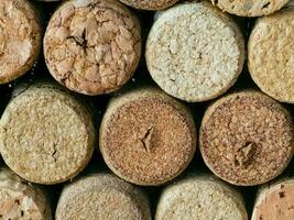 Wine corks. Background or texture depicting various wine corks. photo