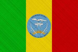 Flag and coat of arms of Republic of Mali on a textured background. Concept collage. photo