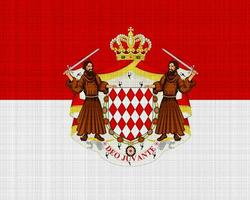 bandera y Saco de brazos de principado de Mónaco en un texturizado antecedentes. concepto collage. foto
