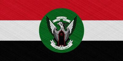 Flag and coat of arms of Republic of Sudan on a textured background. Concept collage. photo