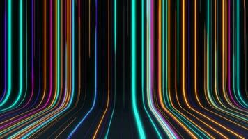 3D futuristic neon abstract background, Laser rays colorful lights animations loop video