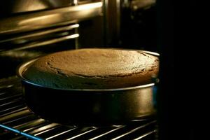 The cake is cooked in the oven photo